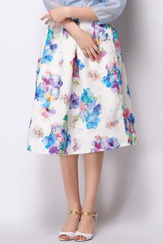 calf length floral skirt