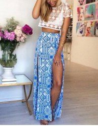 geometric maxi skirt