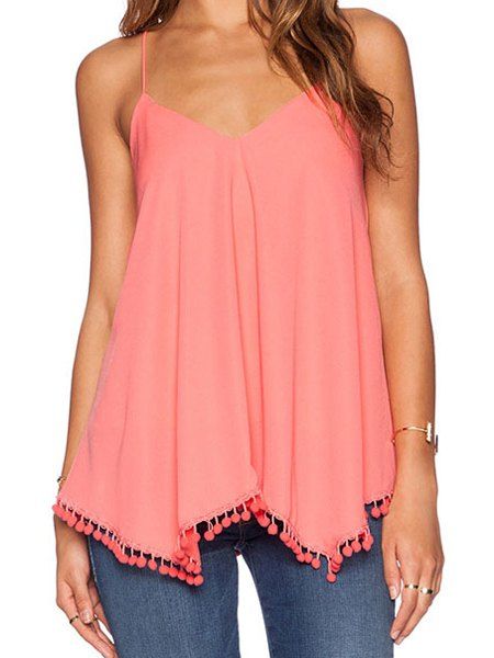 [57% OFF] Sexy Spaghetti Strap Solid Color Chiffon Women's Tank Top ...