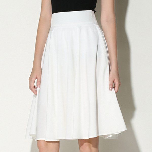 White L Ladylike Zipper Fly Candy Color Knee-length Skirt For Women ...