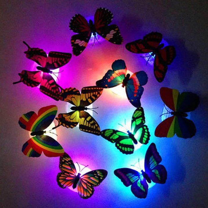 

1pcs Colorful Luminous Butterfly Nightlight Stickers Small Night Lamp Indoor Wall Lighting