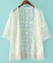 Stylish 3/4 Sleeve Fringe Embellished Voile Women's Kimono Blouse -  