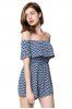 Stylish Off The Shoulder Zigzag Ruffled Romper For Women -  