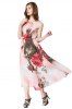 Bohemian Style Halter Neck Large Floral Print Chiffon Women's Maxi Dress -  