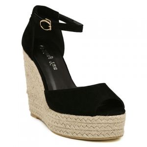 Suede Weaving Ankle Strap Wedge Sandals