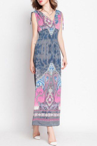 Bohemian V-Neck Long Sleeve Dress