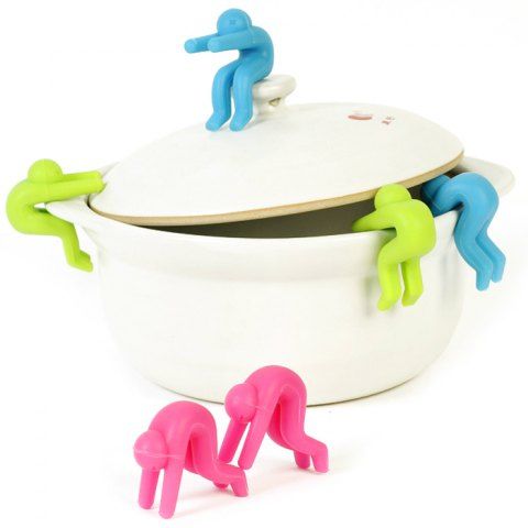 2pcs Creative Little People Design Pot Raised Frame Silica Gel Spill-proof Heightened Cover Fashion 2pcs Creative Little People Design Pot Raised Frame Silica Gel Spill-proof Heightened Cover
