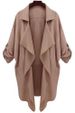 Lapel Neck Long Sleeve Solid Color Trench Coat -  