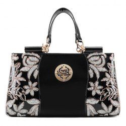 Retro Flower Pattern and Sequined Design Women's Tote Bag