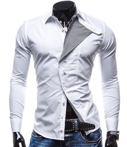 [32% OFF] Stylish Shirt Collar Oblique Checked Placket Design Slimming ...