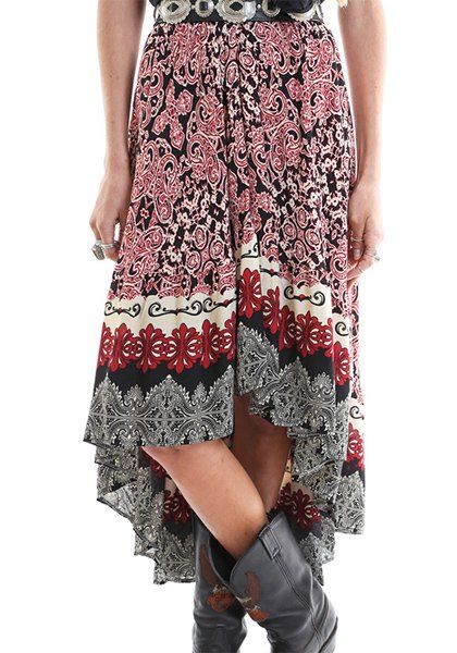 Colormix S Ethnic Style High-waisted Elastic Waist Printed Women's ...