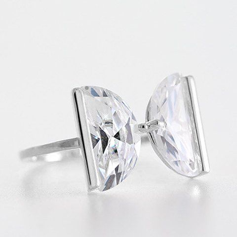

Delicate Rhinestone Letter Ring For Women, White golden