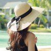 Chic Black Lace-Up Embellished Wide Brim Straw Hat For Women -  