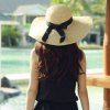 Chic Black Lace-Up Embellished Wide Brim Straw Hat For Women -  