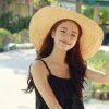 Chic Black Lace-Up Embellished Wide Brim Straw Hat For Women -  