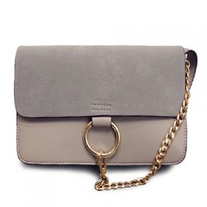 Elegant Suede and Chain Design Women's Crossbody Bag