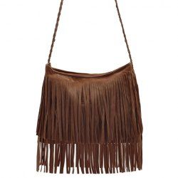 Stylish Weaving and Fringe Design Women's Crossbody Bag -  