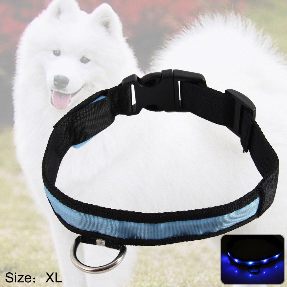 

LED Nylon Safety Adjustable Pet Collars Light Point Dog Chain with Plug Button Pet Supplies Blue Light, Blue;yellow;green;red;white