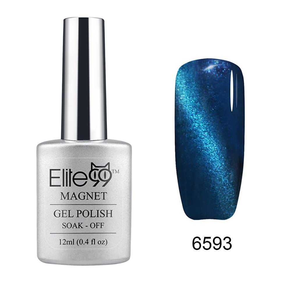 

Elite99 Soak Off Cat Eye 3D Nail Tip UV Gel Polish Nail Art Design 12ml, Steelblue