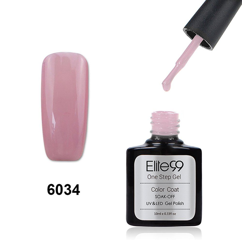 

Elite99 3 in 1 Soak Off One Step Gel Polish No Need Base Top Coat UV LED Lamp, Pink smoke