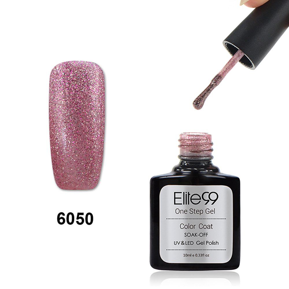 

Elite99 3 in 1 Soak Off One Step Gel Polish No Need Base Top Coat UV LED Lamp, Pearl rose gold