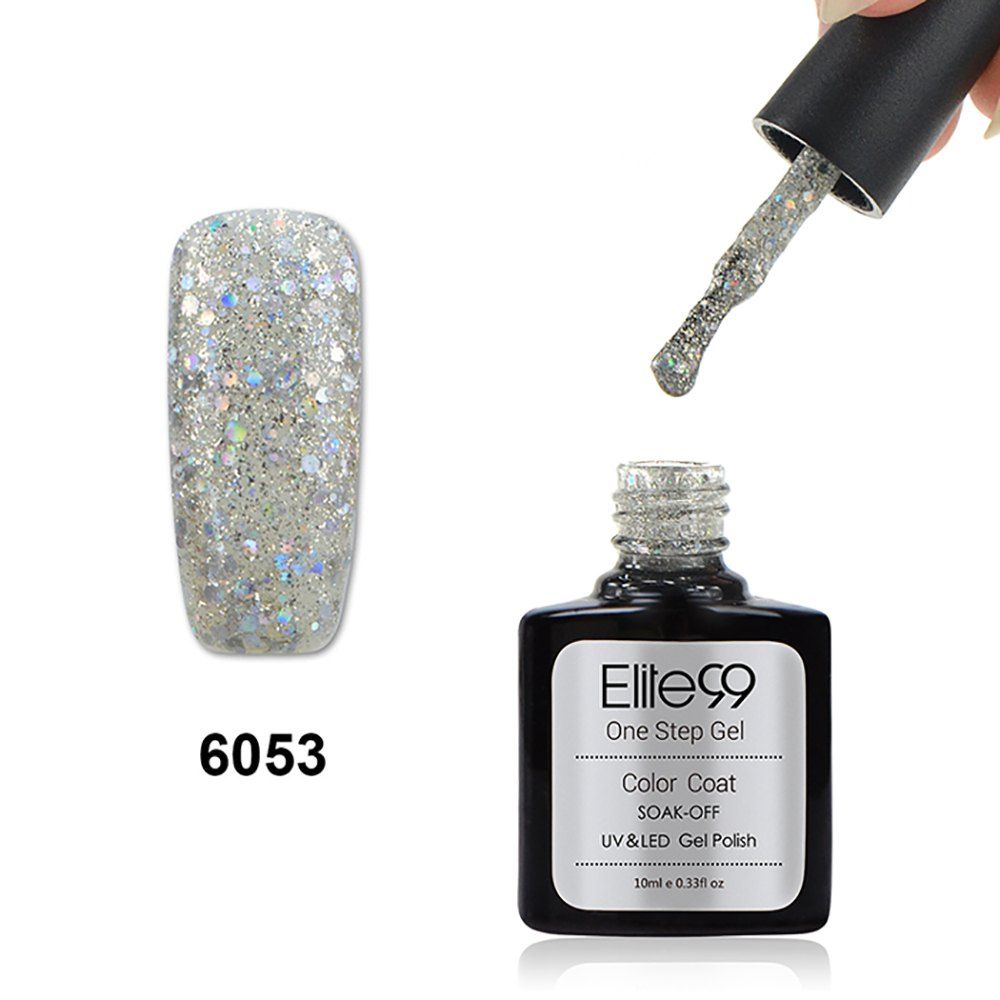 

Elite99 3 in 1 Soak Off One Step Gel Polish No Need Base Top Coat UV LED Lamp, Glitter pearl light yellow