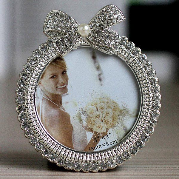 Silver 3inch*3inch Modern Style Simple Rhinestone Round Alloy Tabletop