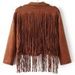 Chic Solid Color Back Tassel Spliced Thick Jacket For Women -  