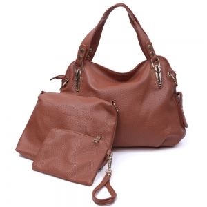 Simple Solid Color and Rivets Design Women's Shoulder Bag