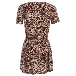 Leopard S Chic Scoop Collar Short Sleeve Leopard Print Women's Dress ...