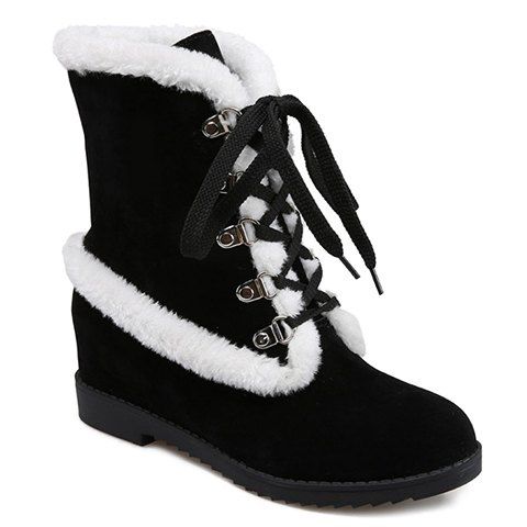 Black 37 Ladylike Suede And Increased Internal Design Women's Snow ...