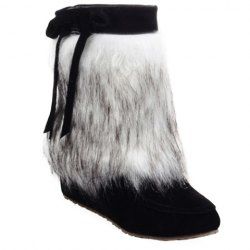 casual bow short fur boots