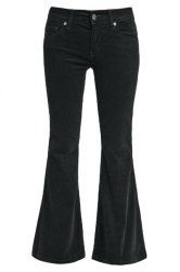 [48% OFF] Vintage Black Low-Waist Corduroy Flare Pants For Women | Rosegal