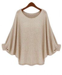 2018 Fresh Style Solid Color Batwing Sleeve Loose Pullover Sweater For ...