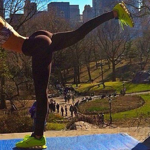 

Active Elastic Waist Skinny Solid Color Women's Yoga Pants, Black