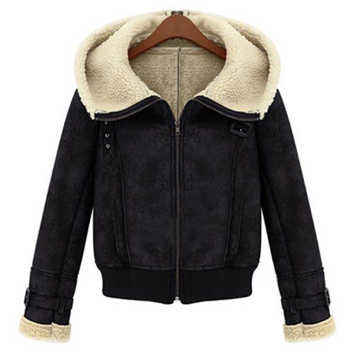 Black Xl Attractive Hooded Long Sleeve Black Sheathy Velour Jacket For ...