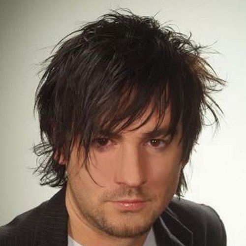 

Fashion Fluffy Curly Side Bang Short Capless Heat Resistant Synthetic Natural Black Wig For Men