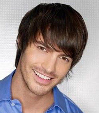 

Masculine Side Bang Short Brown Mixed Black Heat Resistant Synthetic Straight Capless Men's Wig, Colormix