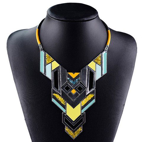 

Fantastic Geometric Square Colored Glaze Necklace For Women, Yellow