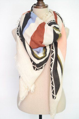 

Chic Fringed Edge Triangle Pattern Big Square Pashmina For Women, Light blue
