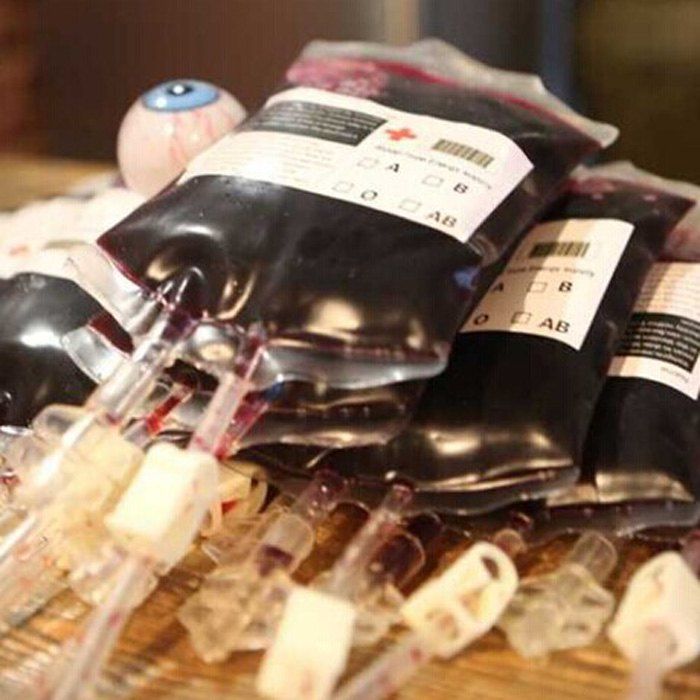Online 1pcs Double Tube Beverage Blood Bag Creative Halloween Supplies Vampire Props  