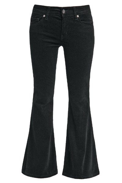 [48% OFF] Vintage Black Low-Waist Corduroy Flare Pants For Women | Rosegal