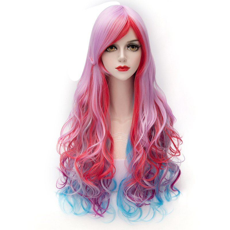 [50% OFF] Towheaded Wave Inclined Bang Trendy Colorful Gradient Capless ...