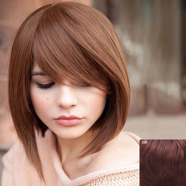 43 Off Attractive Side Bang Trendy Short Capless Straight Bob