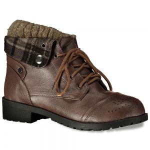 Retro Engraving and Lace-Up Design Women's Sweater Boots