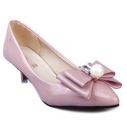 pumps rosegal faux bow pearl sweet shoes
