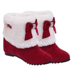 Wedge Heel Furry Snow Boots