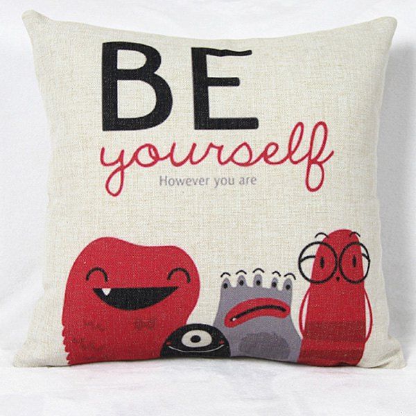 

Charming Monster Printed Square Composite Linen Blend Pillow Case, Colormix