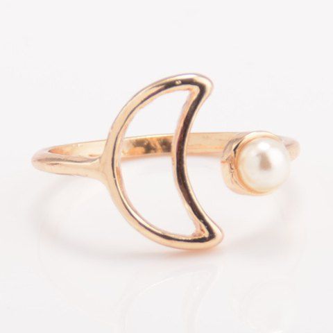 [30% OFF] Faux Pearl Moon Cuff Ring | Rosegal