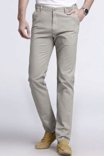 [38% OFF] Laconic Straight Leg Button Patch Pocket Design Solid Color ...